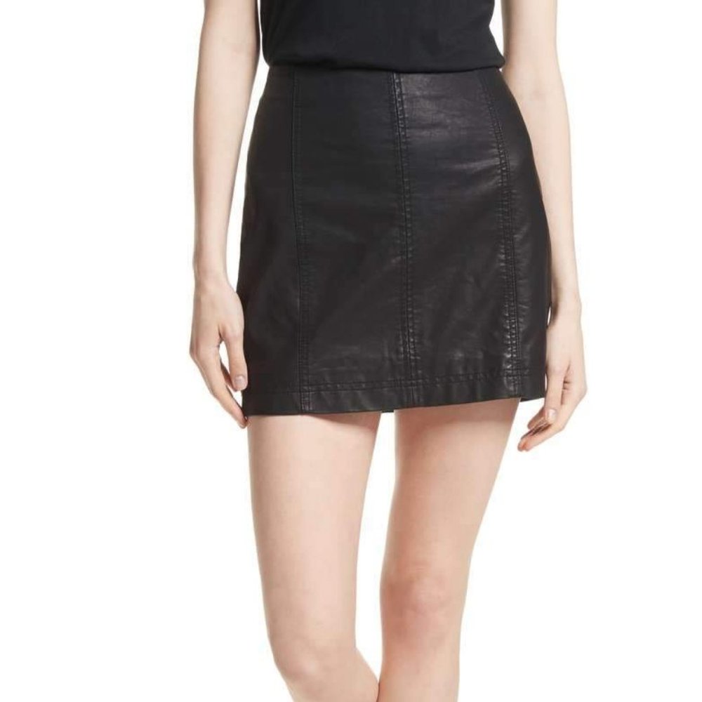 FREE PEOPLE vegan leather mini skirt NWOT